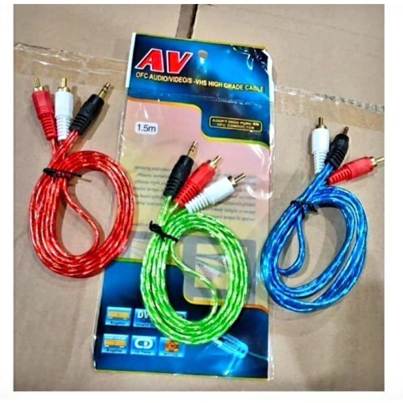 Kabel AV Jack Audio 2 In 1 1,5m Cop Salon Hp Ke Speaker/Salon