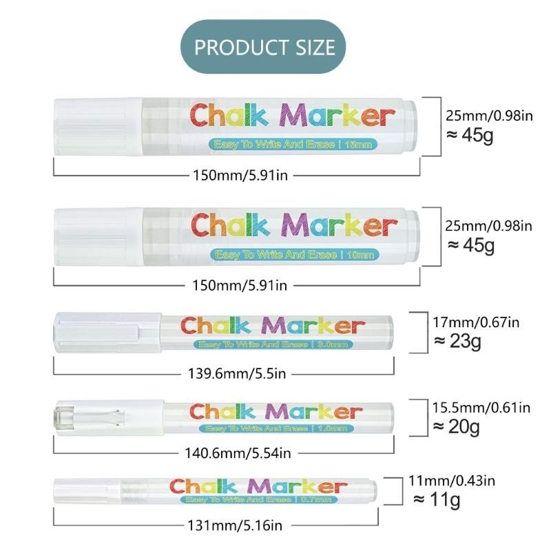 

HX6A 5 Pcs Chalkboard Markers Erasable Chalk Marker White Liquid Chalk Marker