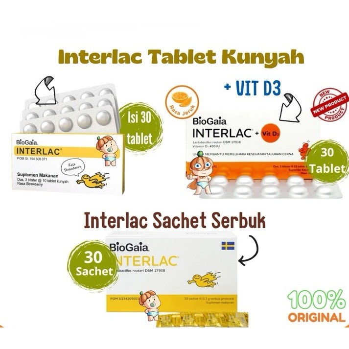 Interlac Probiotik Tablet Kunyah / Interlac Sachet
