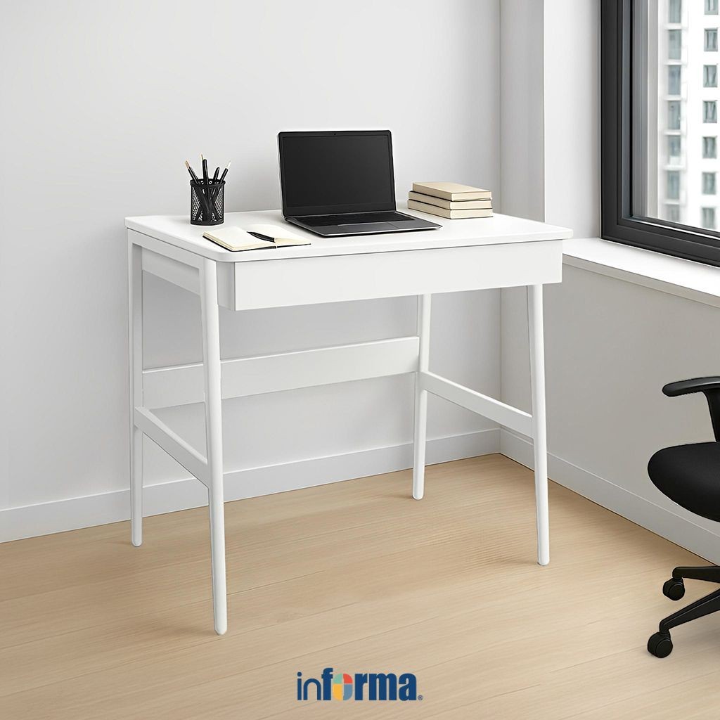 Informa Brodie Meja Kantor - Putih Office Table Furnitur Kantor Belajar Serbaguna Meja Laptop Meja B