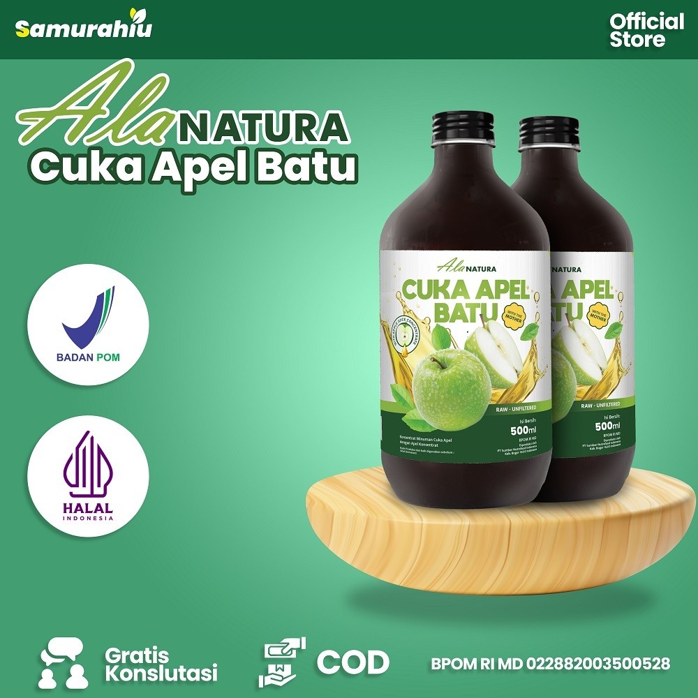 

Cuka Apel Hijau Batu Alanatura 500ml - Paket Hemat 2 Botol Bantu Turunkan Kolesterol & Berat Badan