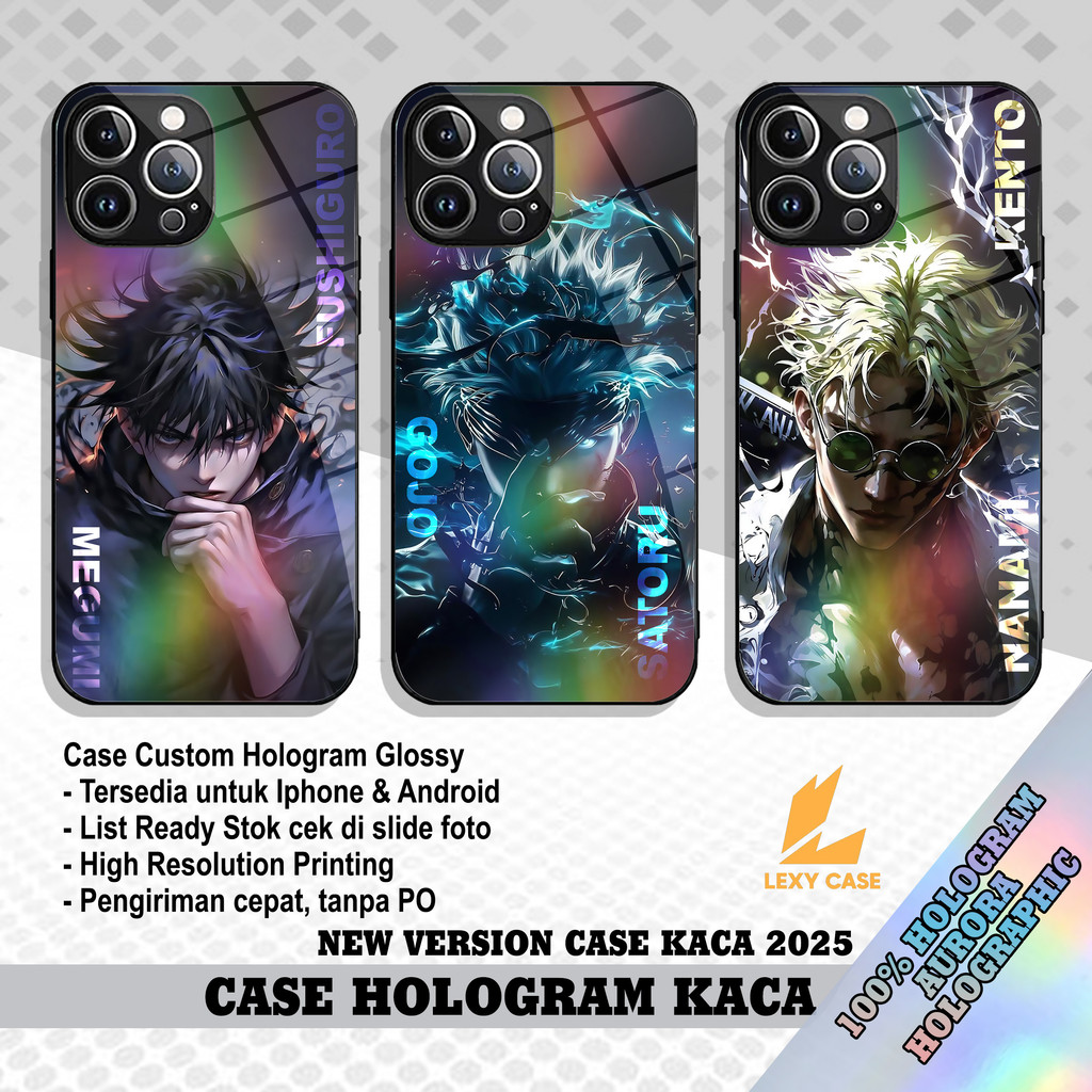 Case Kaca Hologram Poco X7 PRO X3 M3 M7PRO M5 X6PRO G110X Jujutsu Kaisen Casing Glossy Premium Quali