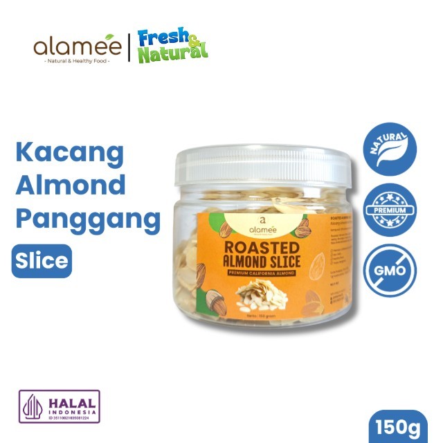 

ALAMEE Roasted Almond Sliced Almon Slice irisan panggang Kacang Almond Pacang Slice 150gr fresh and natural