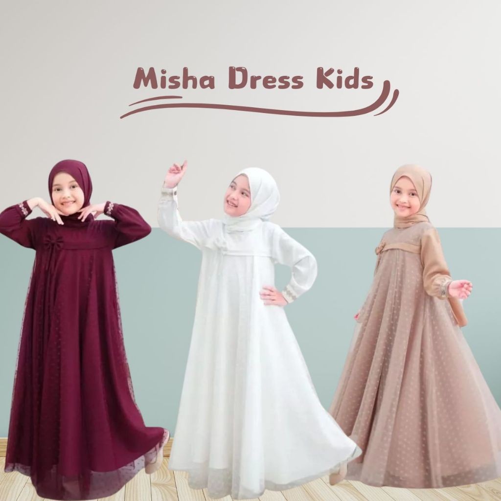 Baju Lebaran Kekinian Termurah Muslimah anak cantik / Gamis Anak Perempuan Model Terbaru 2025 Misha 