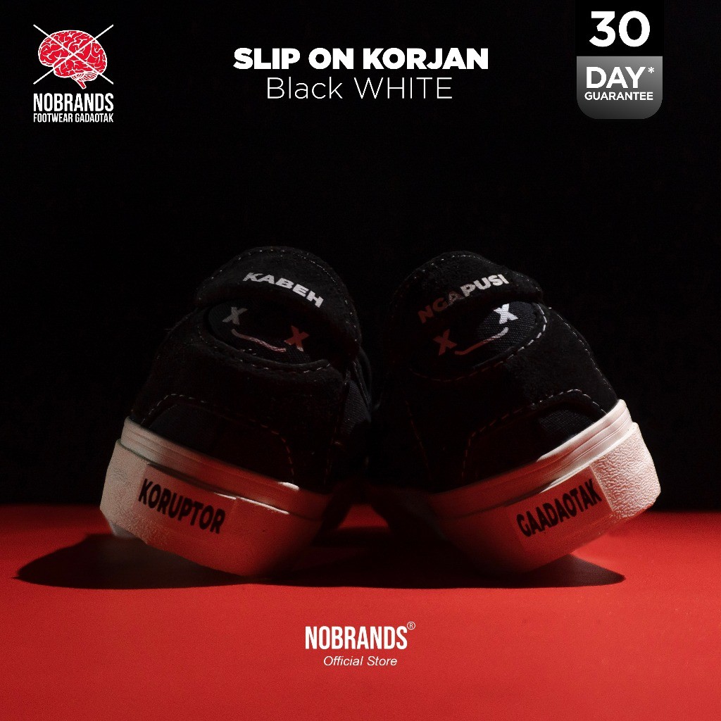 Nobrands Footwear Sepatu Slip On Polos Selop KORJAN Suede KORUPTOR Local Pride Sepatu Pria Wanita