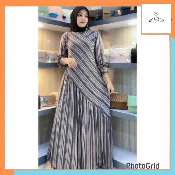 Gamis Drees Muslim GAMIS AYOMI PREMIUM GAMIS KEKINIAN MODEL STRIPE SERONG // AYOMI DRESS BUSUI TERBA