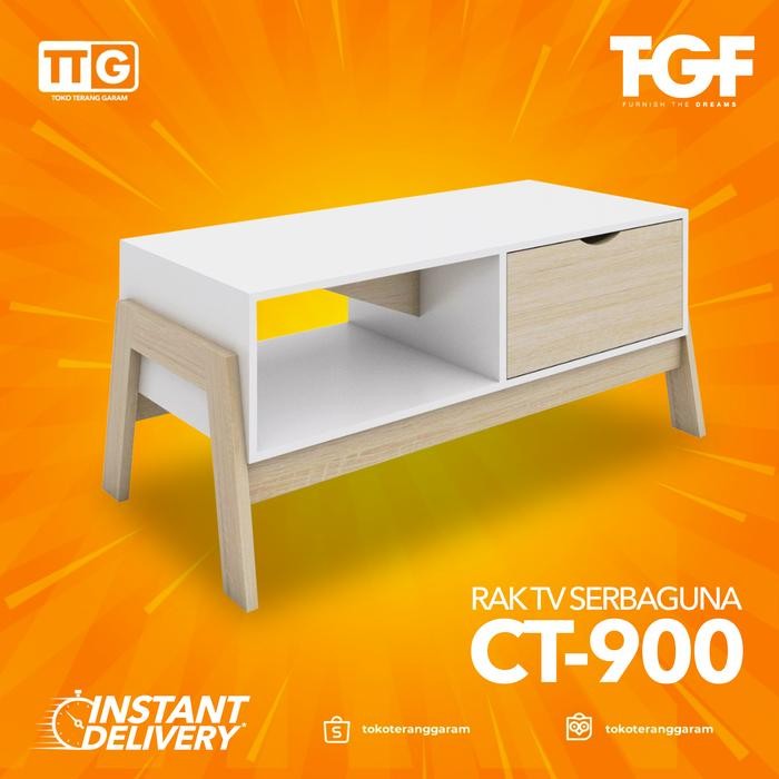 Hot Produk TGF Meja / Rak TV Serbaguna Minimalis Sonoma White CT - 900 90 cm Terbaik dan Terlaris