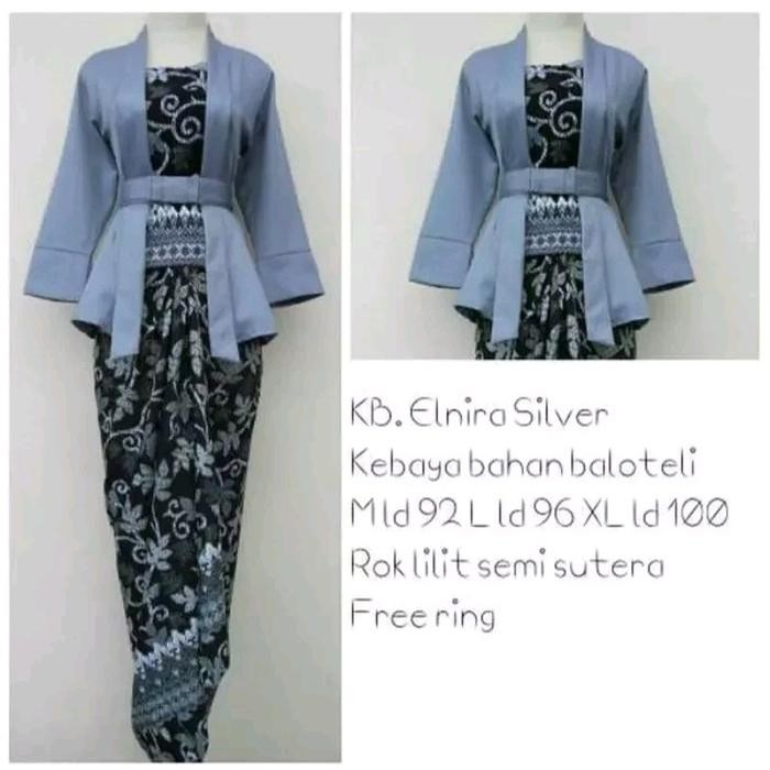 

Stelan Kebaya Kutubaru Elnira Silver Kombinasi Terbaru Kebaya Modern Set Kartini Wisuda Kondangan Guru Acara - Acara Lainya - STELAN SILVER, M