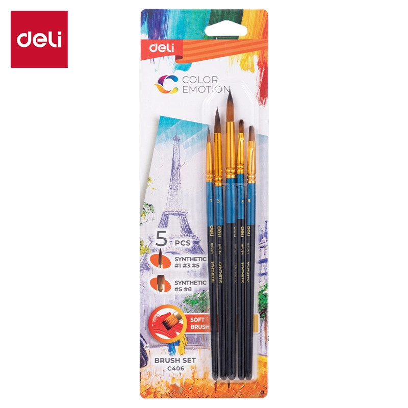 

Deli | Kuas Lukis (Painting Brush Set) | 5 Kuas | C406