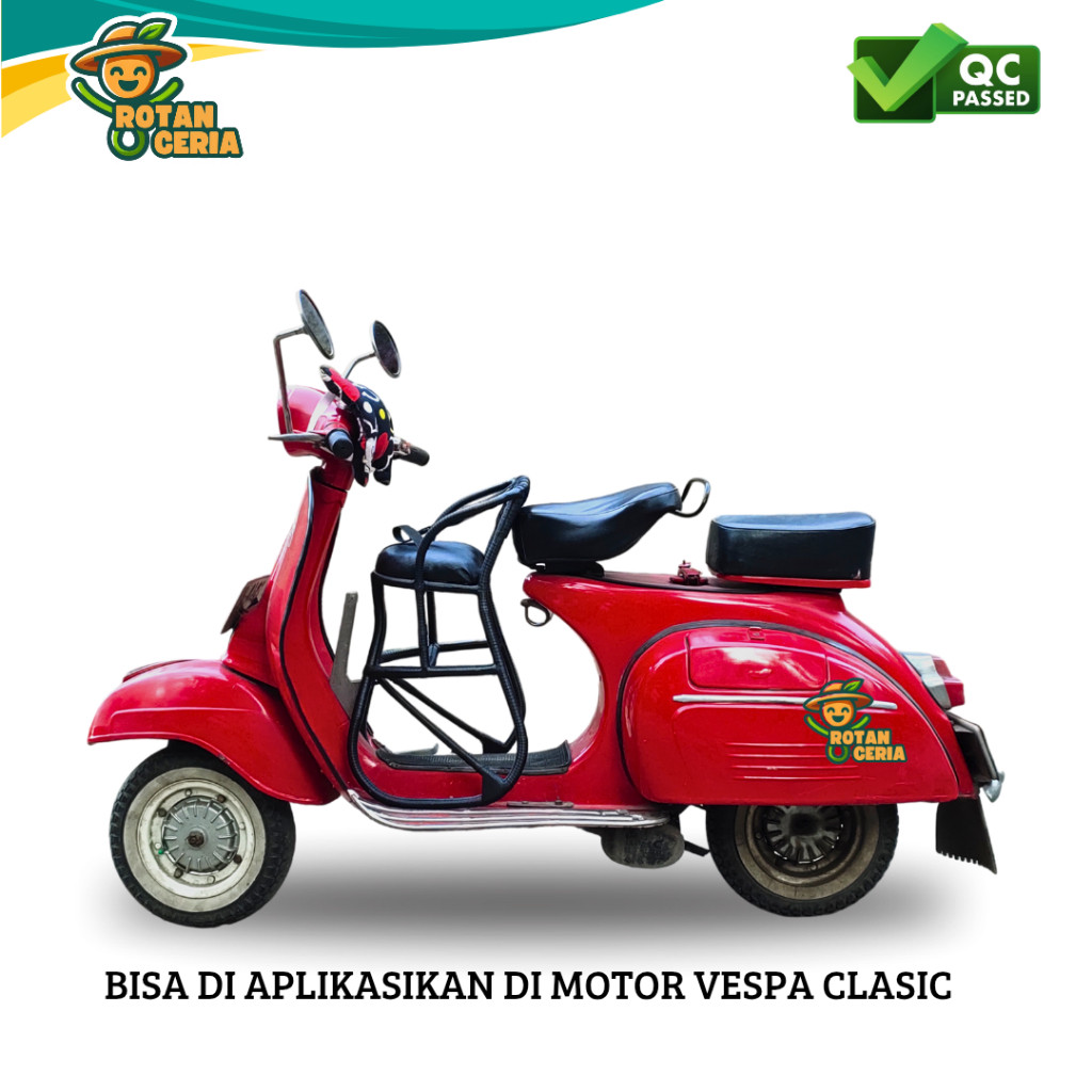 Kursi Boncengan Motor VESPA MULTIFUNGSI untuk Anak Full Anyaman Jok Kulit Co