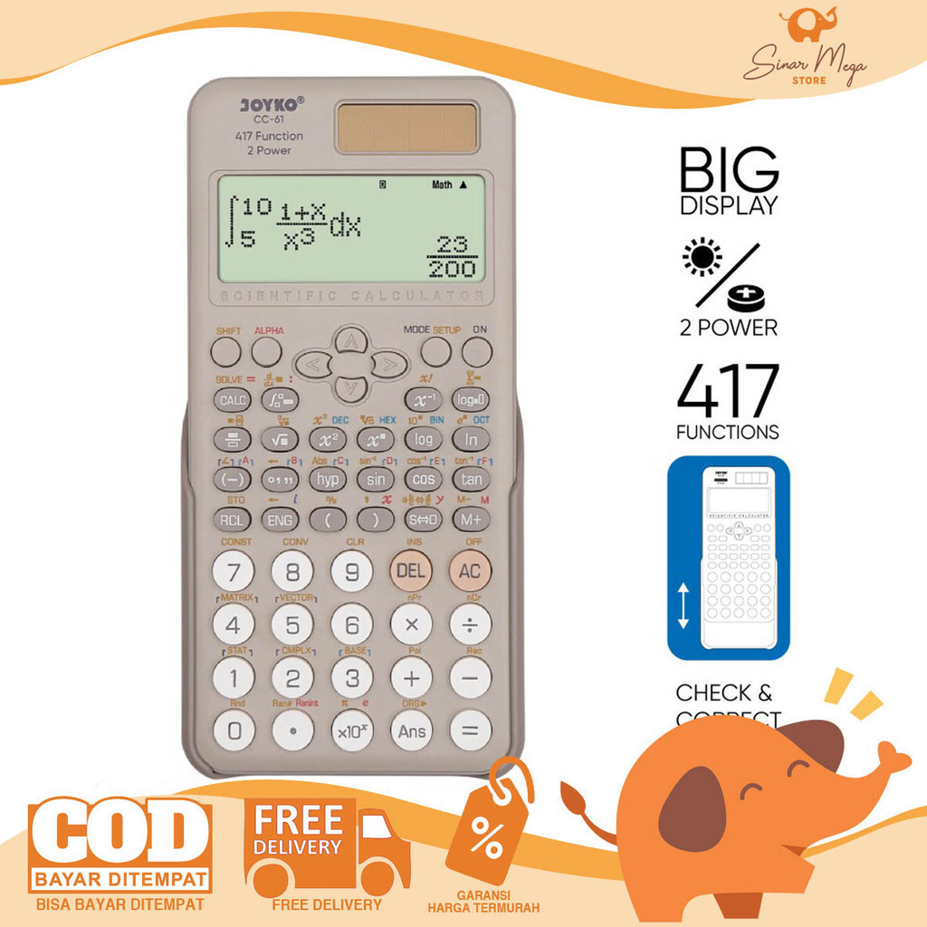 

Joyko Calculator CC-61 Scientific 417 Functions / Kalkulator Ilmiah