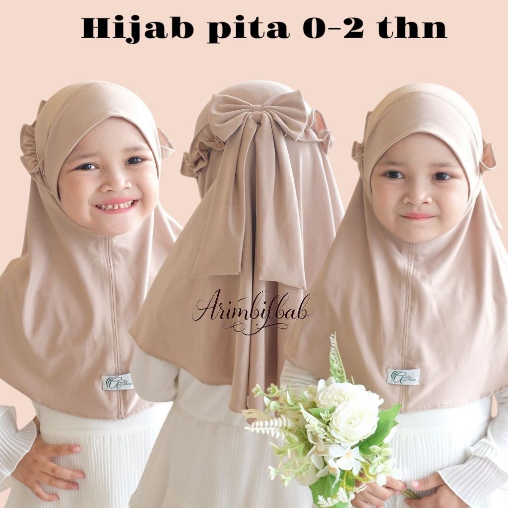 Hijab Anak Pita bayi 0-2 thn • Bergo instan Pita Anak  • Jilbab Bayi Muslim Kekinian