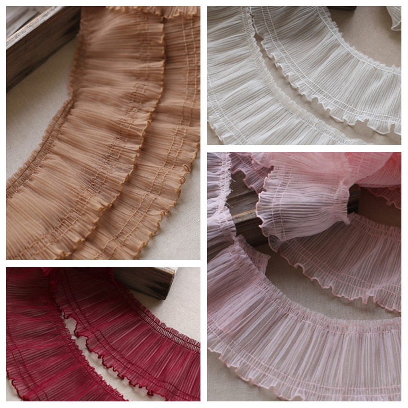 

New 2023 pleated mesh ruffle lace fabric DIY dress skirt shirt cuffs home textile sofa curtain hem sewing decoration accessories