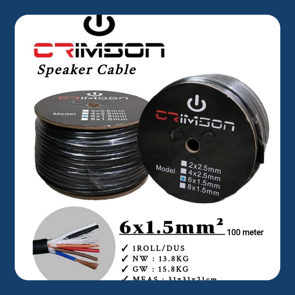 Kabel speaker CRIMSON 6x1,5 6*1,5 6 x 1,5 6x1.5 audio serabut hitam ecer permeter