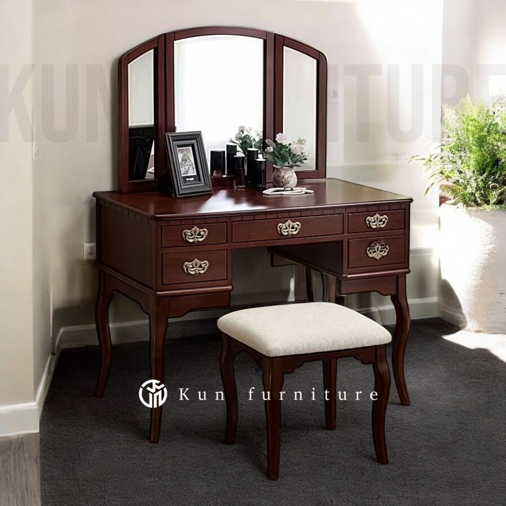 Meja Rias Jati Minimalis – Tolet Rias Kayu Jati Asli Elegan Jepara