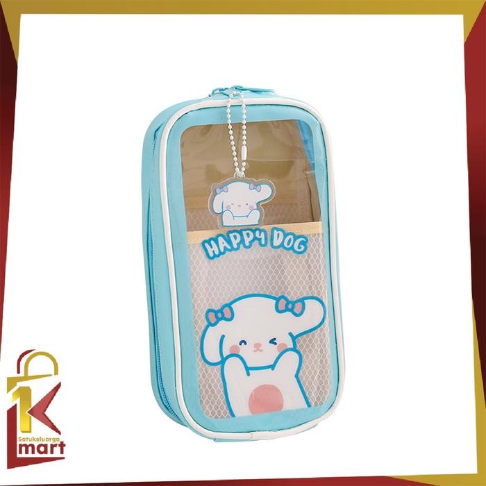

[New Arrival] COD SM A61 Pencil Case Multifungsi Tempat Pensil Anak Transparan Motif Kartun Gaya Korea Stationery - BIRU DOGGY