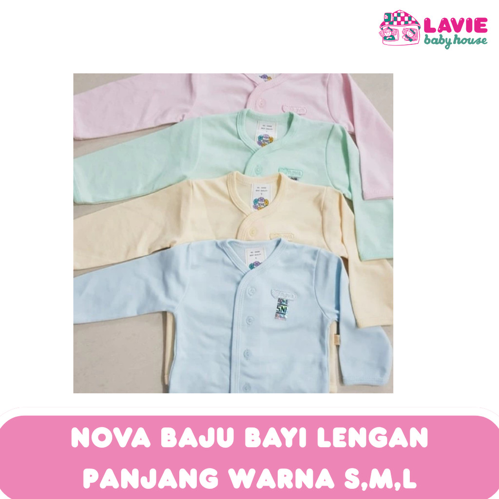 Nova Baju Bayi Lengan Panjang Warna Polos - Size S M L - Lavie Baby House