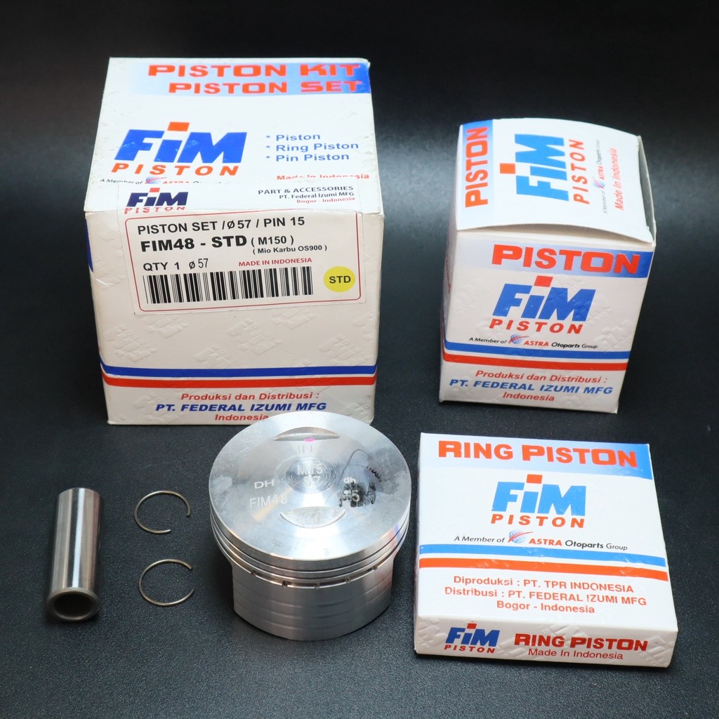 PISTON KIT atau SEHER KIT FIM48 MIO BORE UP 150cc Diameter 57,00 - 59,00mm/OS STD - 200 PIN 15 FIM