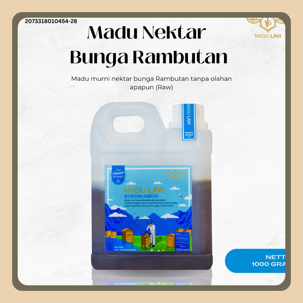 

Madu Lavi Murni Asli Nektar Rambutan Grade A 100% Alami Pure Raw Honey