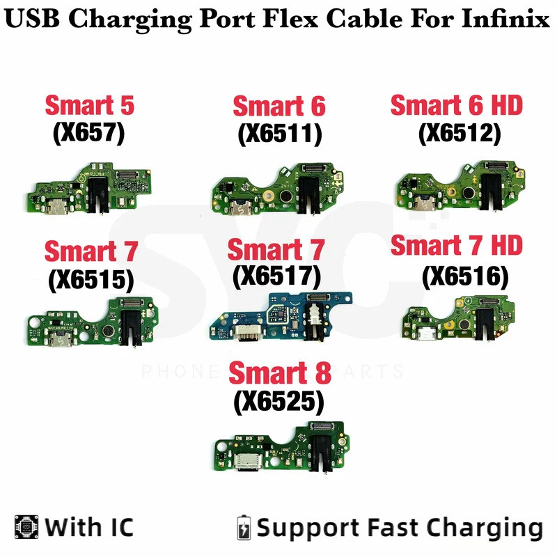 

Kualitas baik Untuk Infinix Smart 6 HD X6517 Smart 5 6 7 8 X657 X6511 Port Pengisi Daya USB Kabel Flex Dengan IC