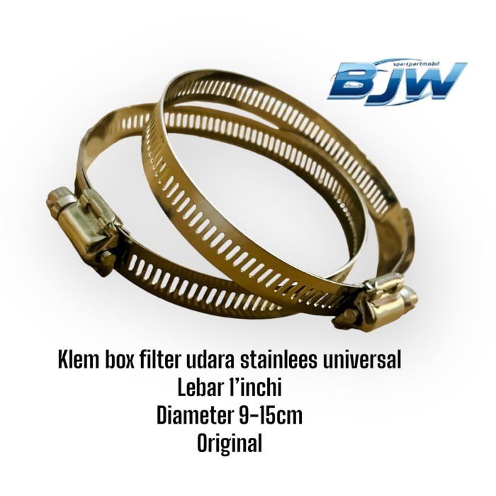 Kleman box filter udara Mobil stainlees universal lebar '1 inchi