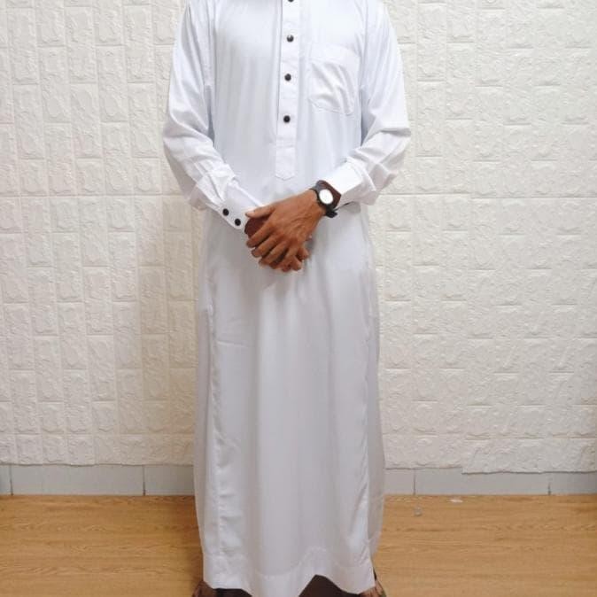 Gamis pria AJMAL PUTİH bahan woll - jubah pria AJMAL bahan woll murah