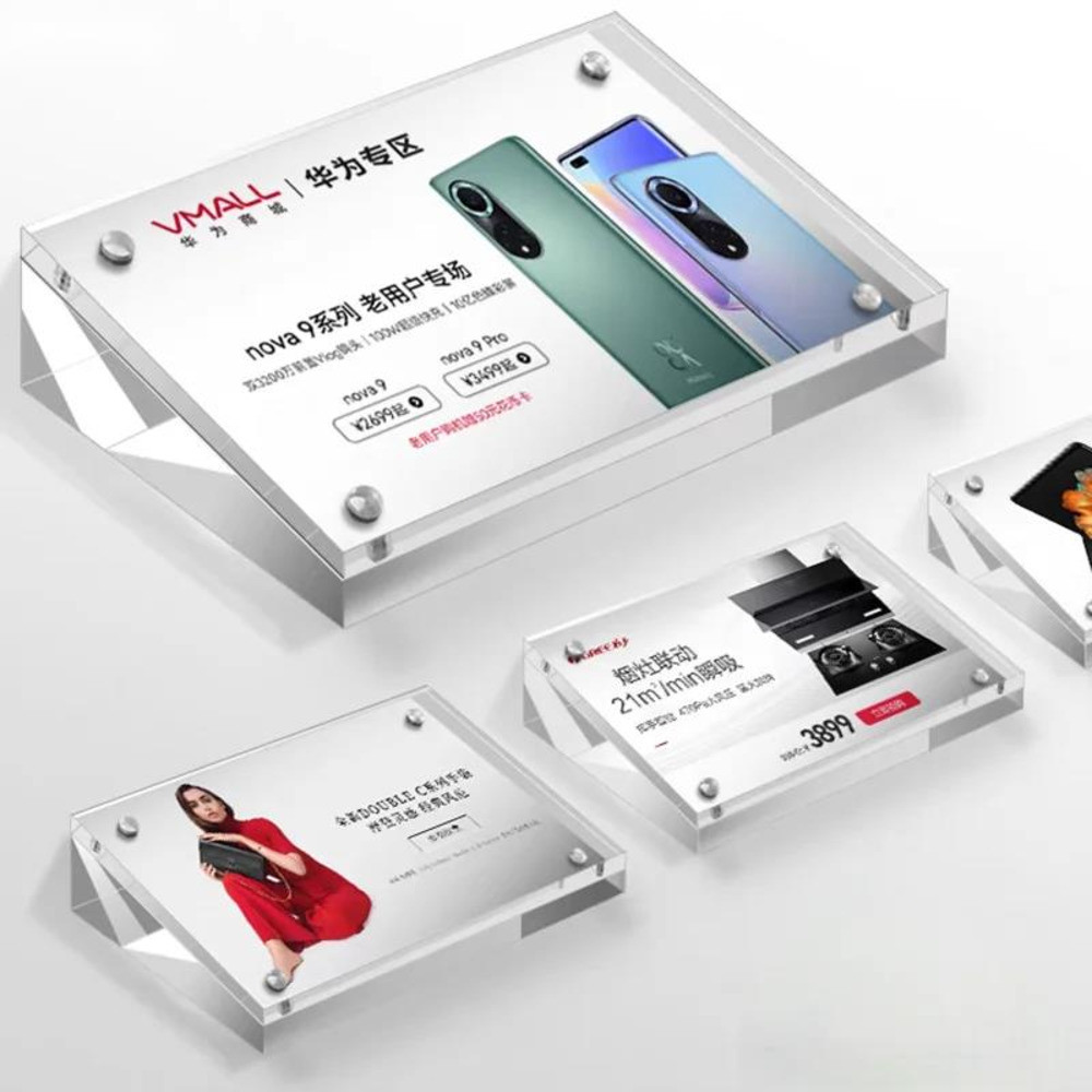 

10x7cm Magnetic Clear Acrylic Sign Holder Display Stand Small Price Label Card Tags Office Document Menu Paper Poster Frame