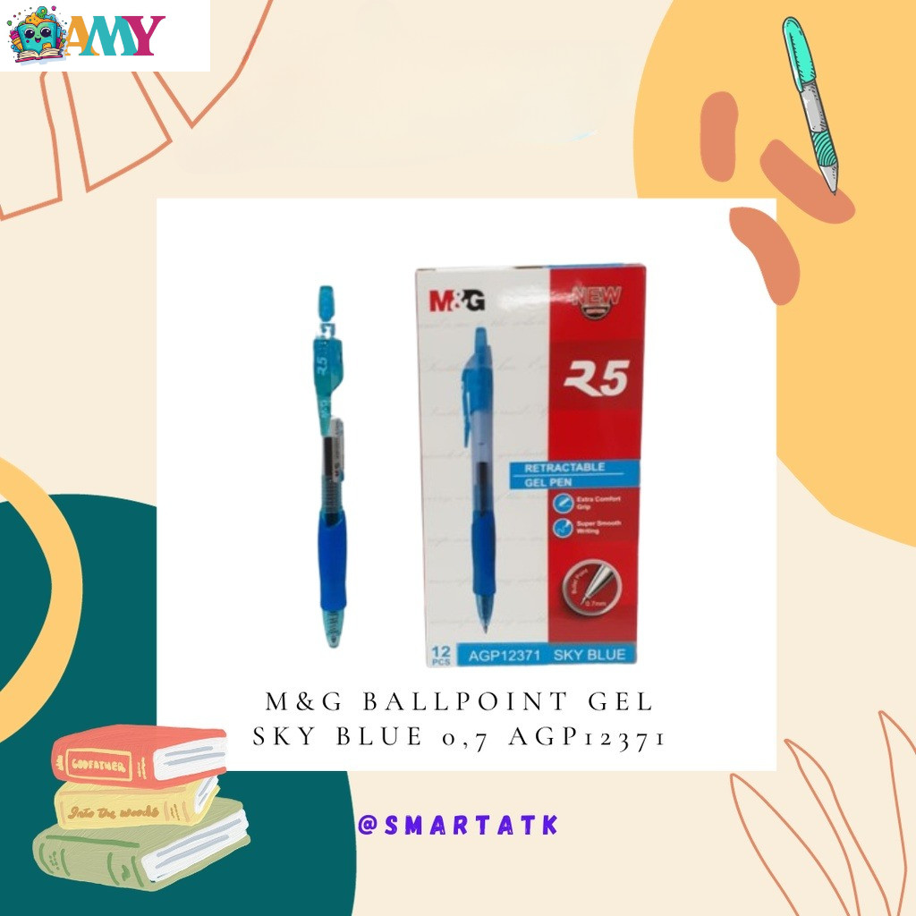 

(1 PACK/12 PCS) M&G BALLPOINT GEL SKY BLUE 0,7 AGP12371 AMY STASIONARY