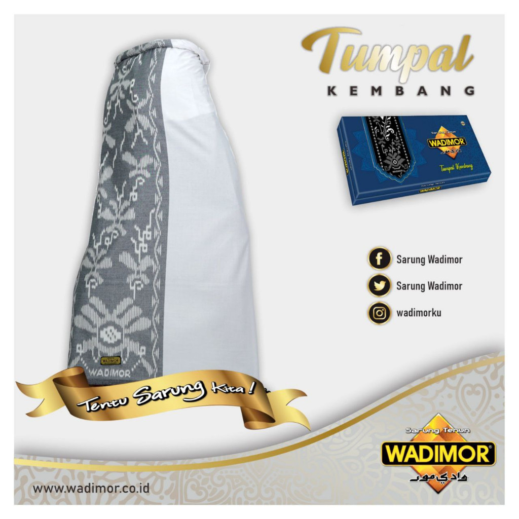 Sarung Wadimor Putih Tumpal Kembang Motif BHS Cosmo