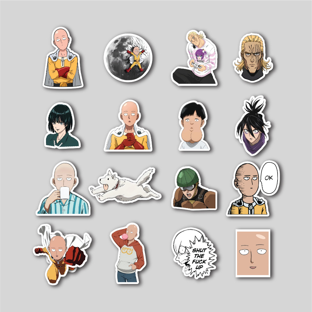 

Sticker Pack One Punch Man Saitama | Sticker Tumbler | Stiker Laptop Koper Helm