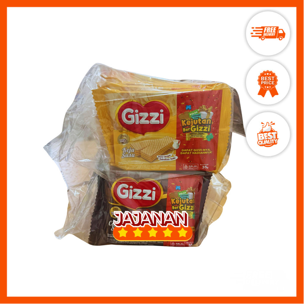 

Gizzi Wafer 2000 Rasa Keju Susu/Cokelat Susu 1 Pack isi 10 pcs 35gr Jajanan Termurah