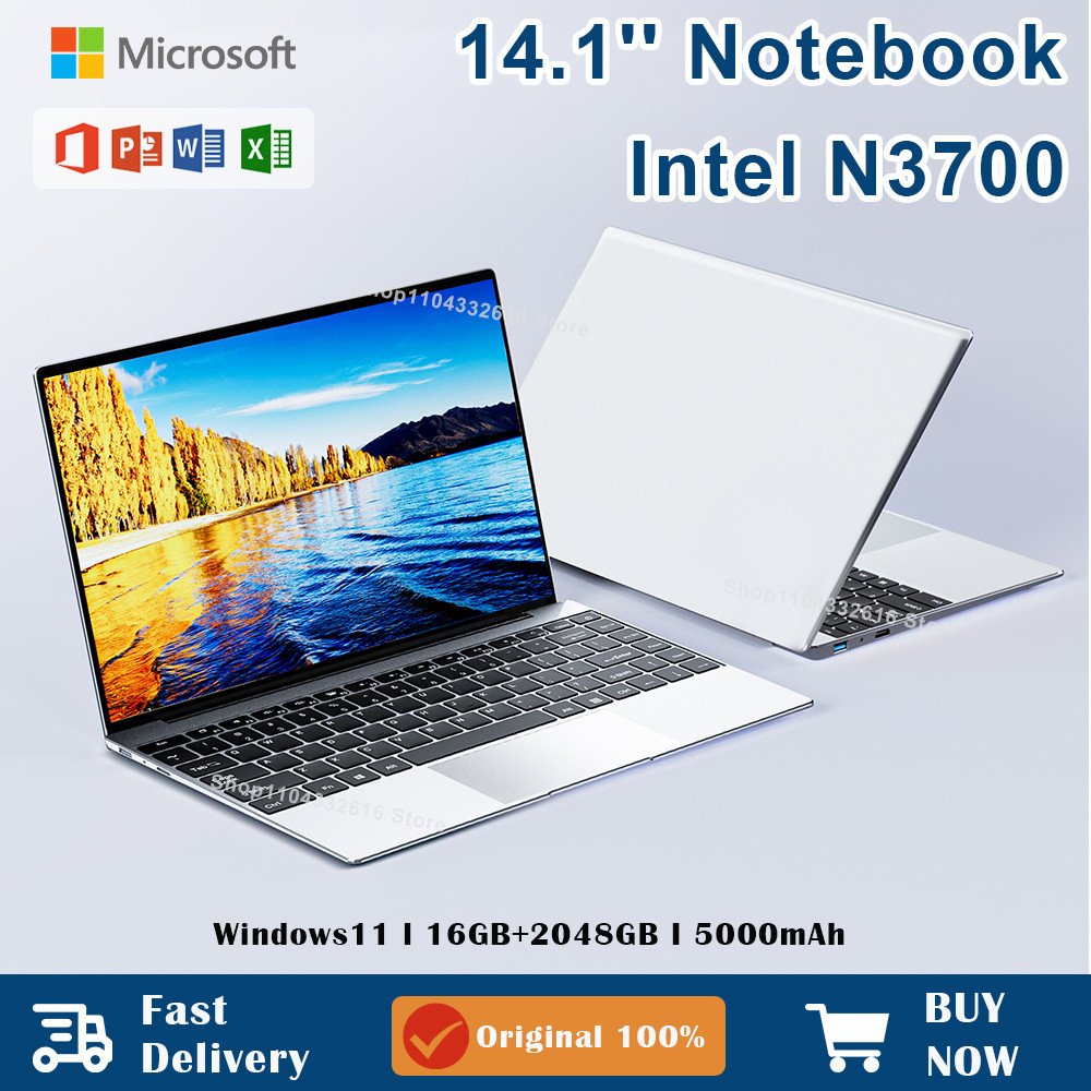 14.1 inch Laptop Intel Pentium N3700 Windows 11 16GB RAM Notebook 1920*1080 Resolution Unlock Comput