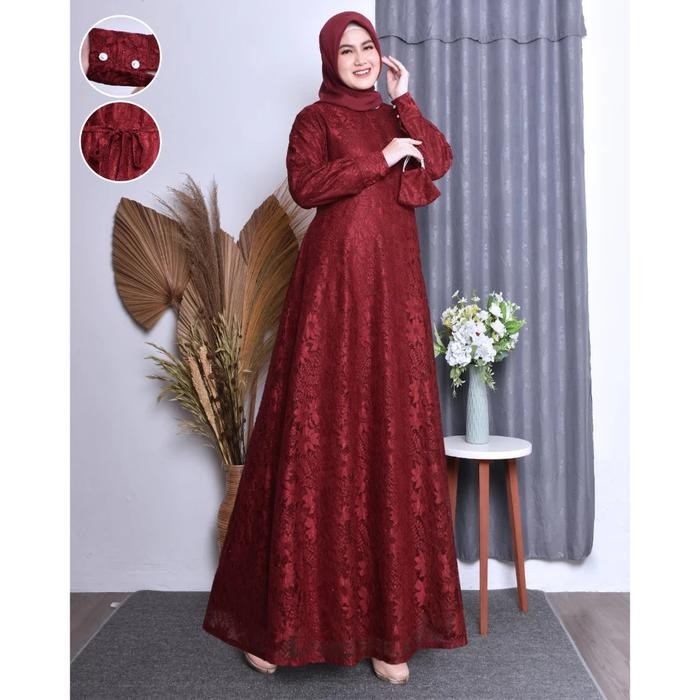 Gamis Burkat Terbaru Bahan Import Premium / Gamis Jumbo Premium / Gami - Denim, 3XL