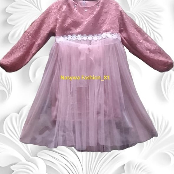 MUNIKSOSHOP  Gamis Brukat Malika Mix Tutu Anak Perempuan Size S Estimasi 2-3 Tahun/Gamis Brukat Mali