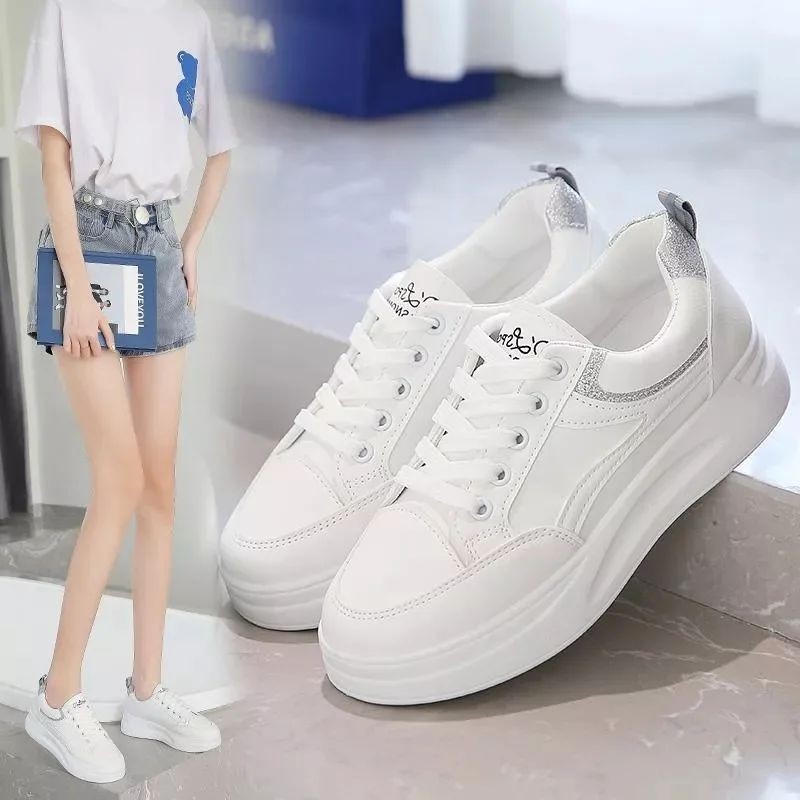 Sepatu Sneakers Putih Wanita Kets Korea Kasual Tali Terbaru