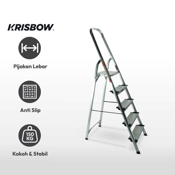 Tangga Lipat Aluminium 5 Step KRISBOW FIXSTEPS Aluminium Ladder Multifungsi