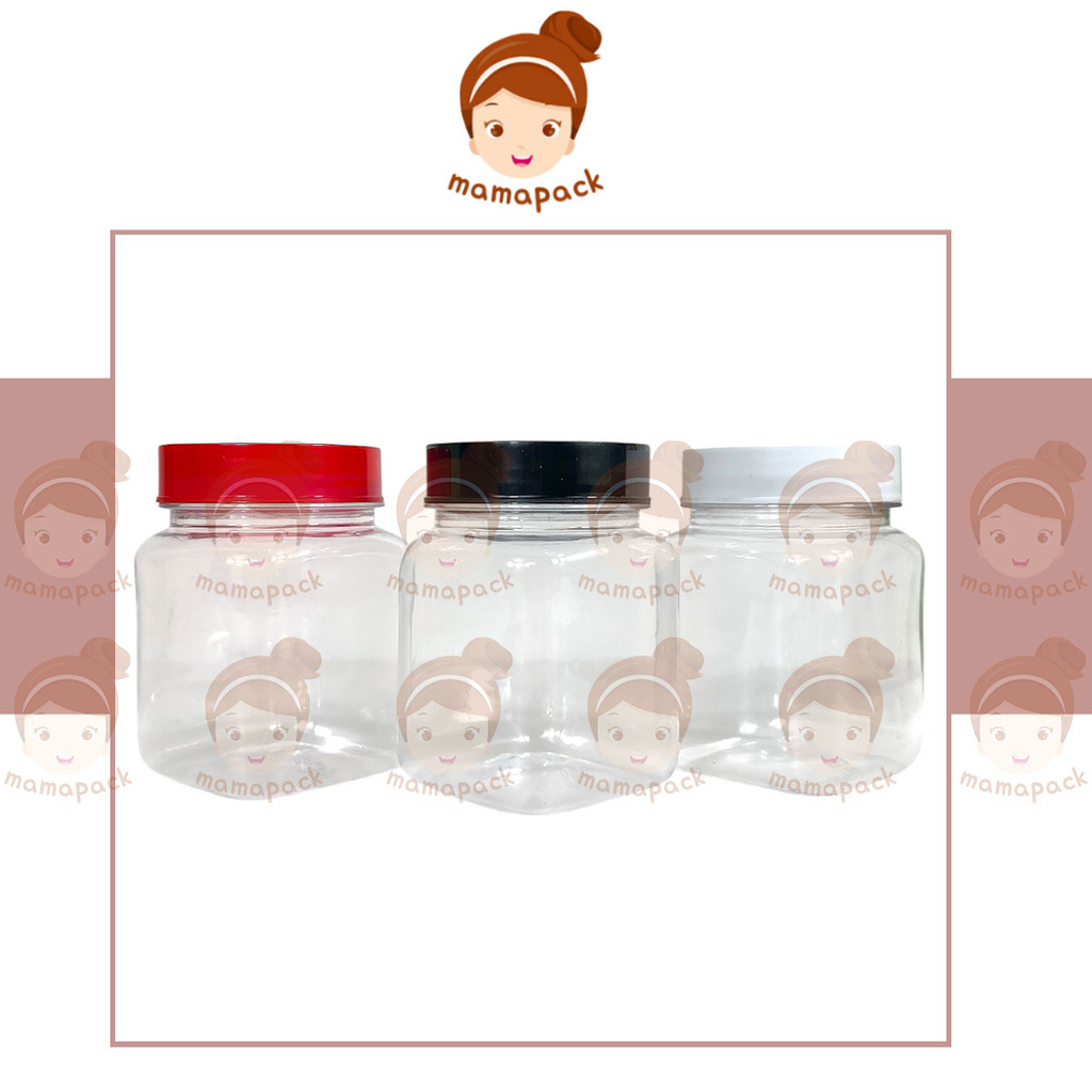 Toples Jar Sambal PET Kotak 200ml Premium - Tutup Double Inner & Outer (Merah, Putih, Hitam)