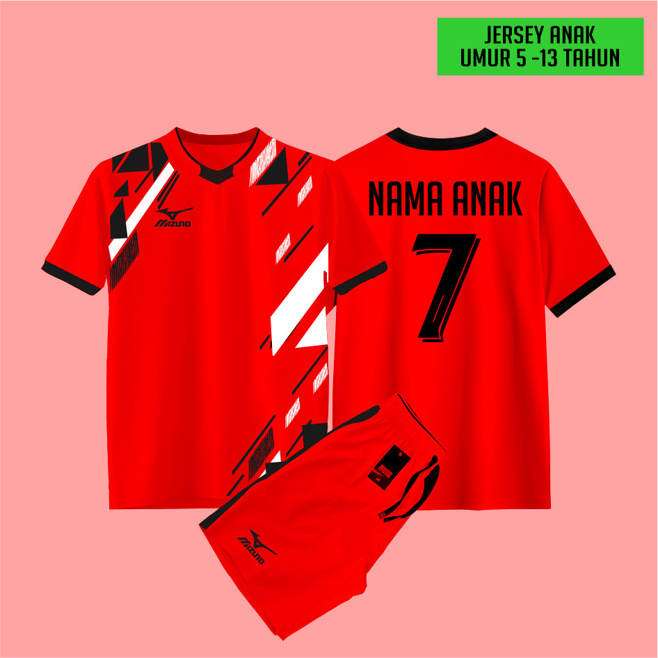 FREE SABLON Custom Nama Baju Bola Jersey Sepak Bola Sablon Nama anak Jersiye Futsal jersey Futsal Ke
