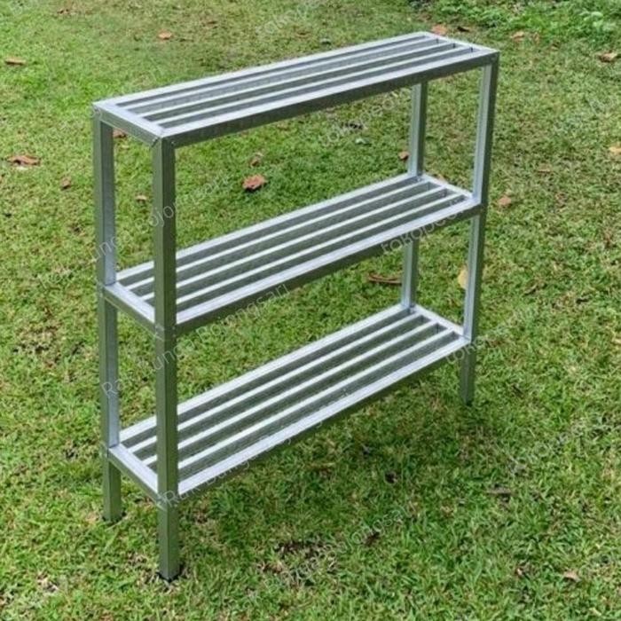 Rak Serbaguna Tingkat 3 - Holo Baja Ringan - Panjang 80cm - Silver