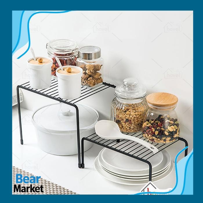 

BEAR Rak Susun Organizer Meja Dapur Stationary Kantor Besi Hitam - 10 CM Putih, Packing Standar