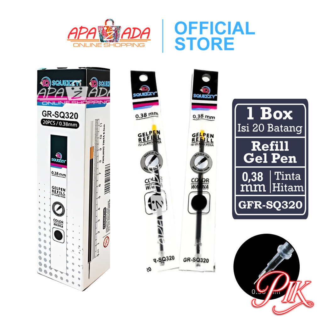 

Apazada Isi Ulang Gel Pen Tinta Hitam 0.38mm [1 Pack - 20 Pcs] / Isi Tinta Pulpen / Refill Pen / Gel Refill GR-SQ320