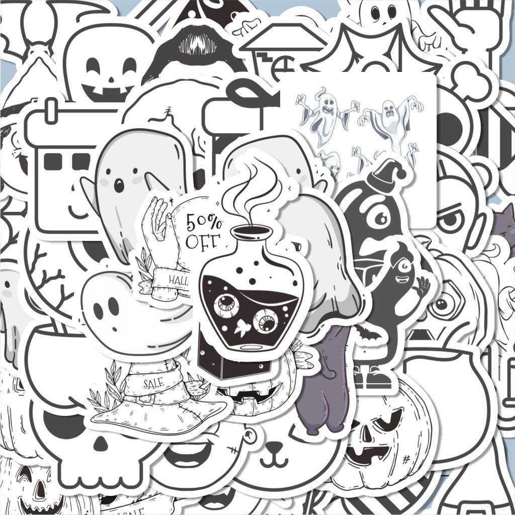 

100PCS Lucu Sticker Hitam Dan Putih Horror Stiker Aesthetic Stiker Anti Air Stikers Berperekat Waterproof sticker decal buat Motor Helm Buku Journal Koper Casing HP Laptop Botol Minum Hadiah anak
