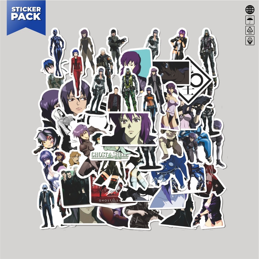 

[100PCS]Stiker Pack Sticker Anime Ghost In The Shell (Kōkaku Kidōtai) Aesthetic Vinyl Anti Air Dekorasi Sticker Laptop Buku Journal Koper Helm Casing HP Gitar Helm Skateboard