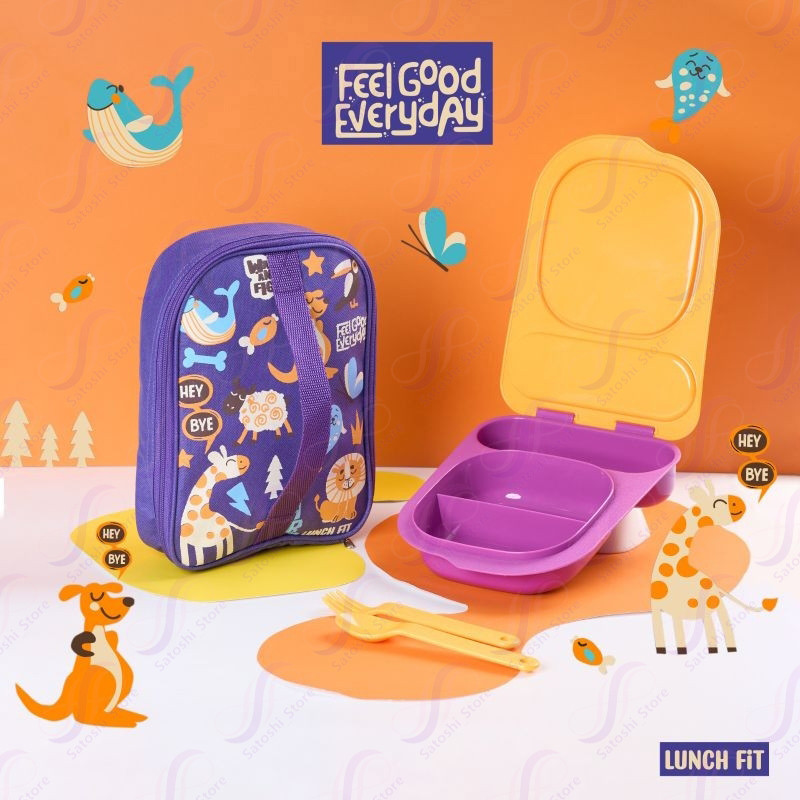 Lunch Fit Box Kano set 4 PCS | Tas Bekal Anak Kotak Makan | Kotak Makan Set Anak dengan Tas KANO
