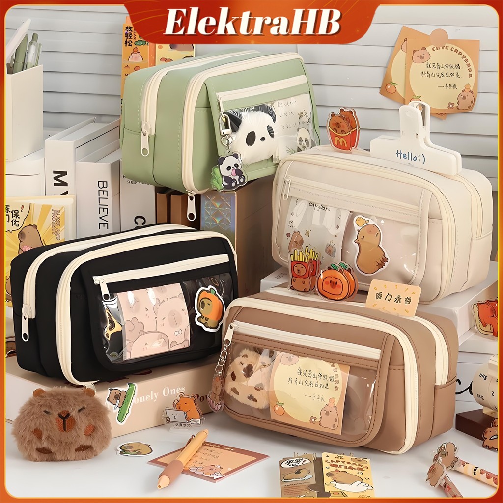 

Cute Fabric Pencil Case / Kotak Pencil-Case / Kotak Pensil 9 Lapis Penyimpanan Alat Tulis Siswa / Kawaii Large Capacity Animal Zipper Kids Bag Children'S Boys' Pen Pouch Girl School Case Supplies