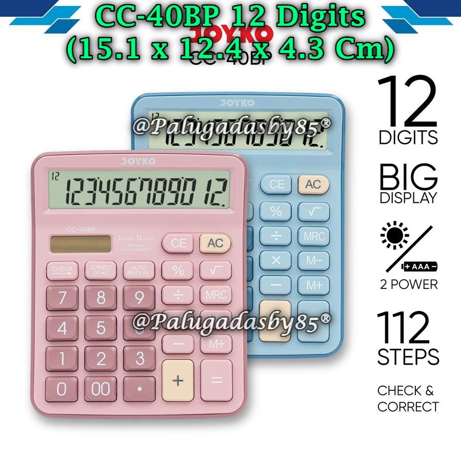 

(1 Biji) GROSIR Kalkulator JOYKO CC-40BP 12 Digits Check Correct / Calculator Kalkulator CC-40BP