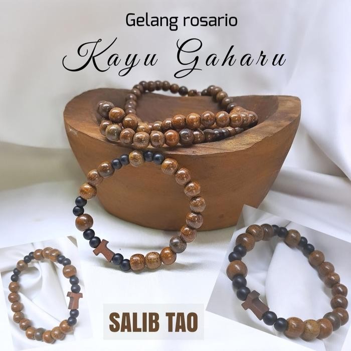 Gelang rosario Kayu Gaharu Salib tao