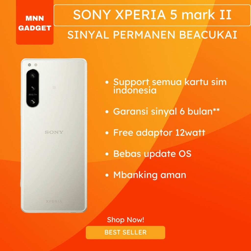 SONY XPERIA 5 MARK II TERDAFTAR RESMI BEACUKAI BEBAS RESET - RAM 8GB INTERNAL 128GB MULUS LIKE NEWCO