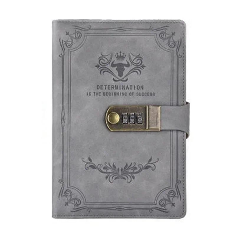 

A5 200 Pages Retro Password Book with Lock Diary Thickened Creative Hand Ledger Student Notepad Stationery Notebook Binder