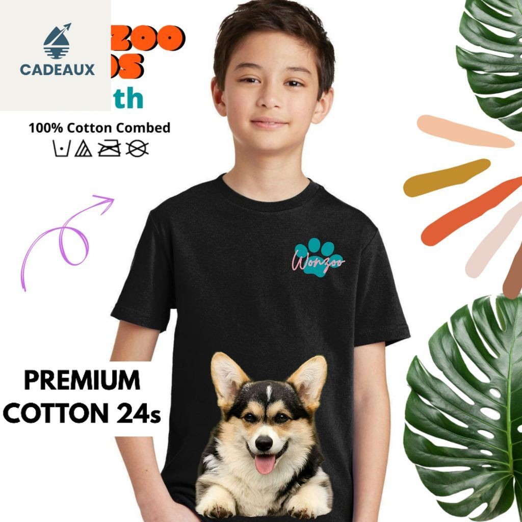 KAOS ANAK ANJING CORGIE 24s TEBAL